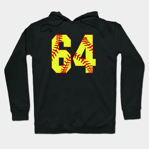 Fastpitch Softball Number 64 #64 Softball Shirt Jersey Uniform Favorite Player Biggest Fan Hoodie by TeeCreations